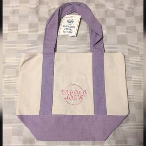 Trader Joe’s Mini Canvas Tote Bag New With Tag Limited Edition Purple NWT